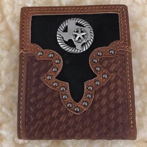 Lone Star bi-fold Leather Tooled Wallet